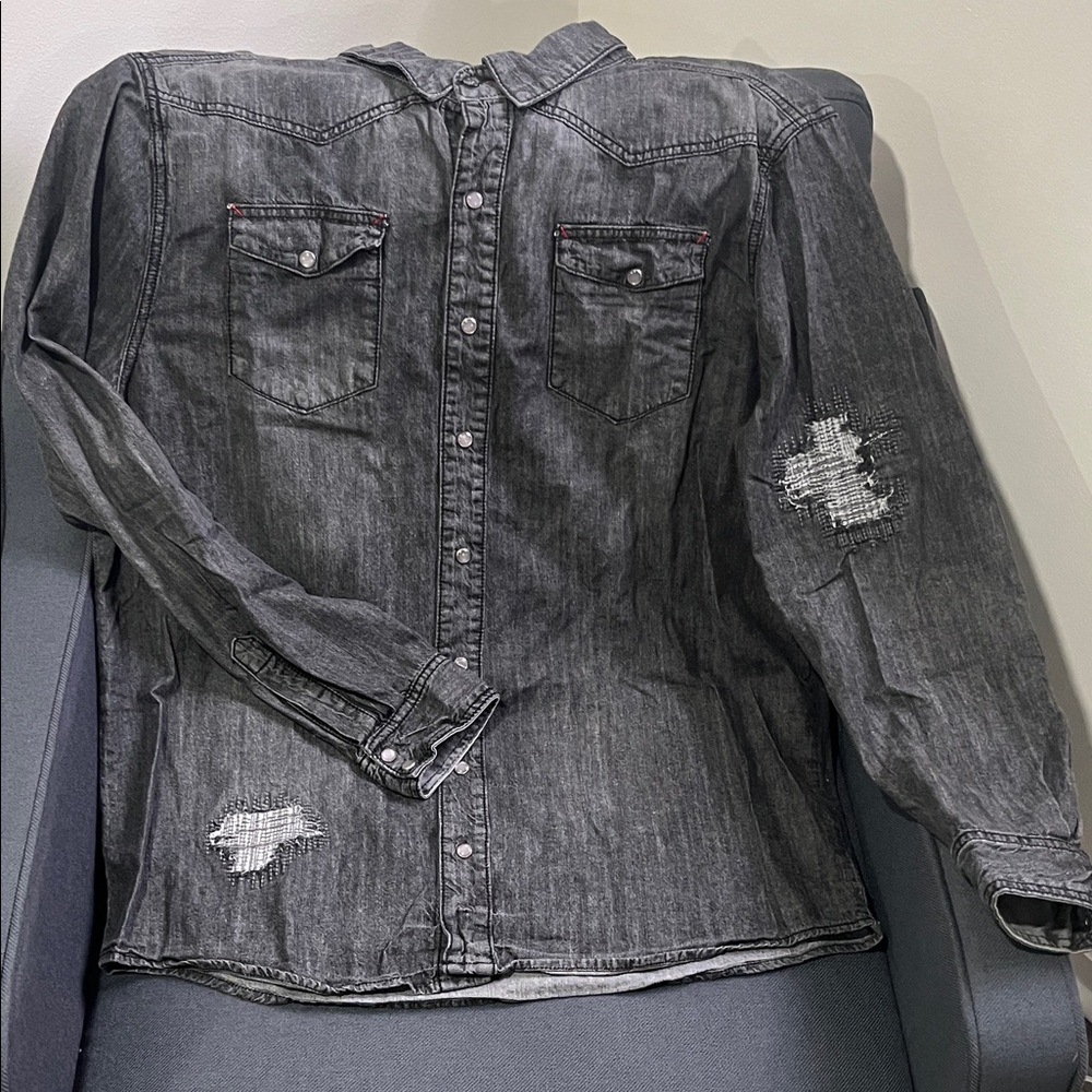 Men's Casual Black Button Down Shirt